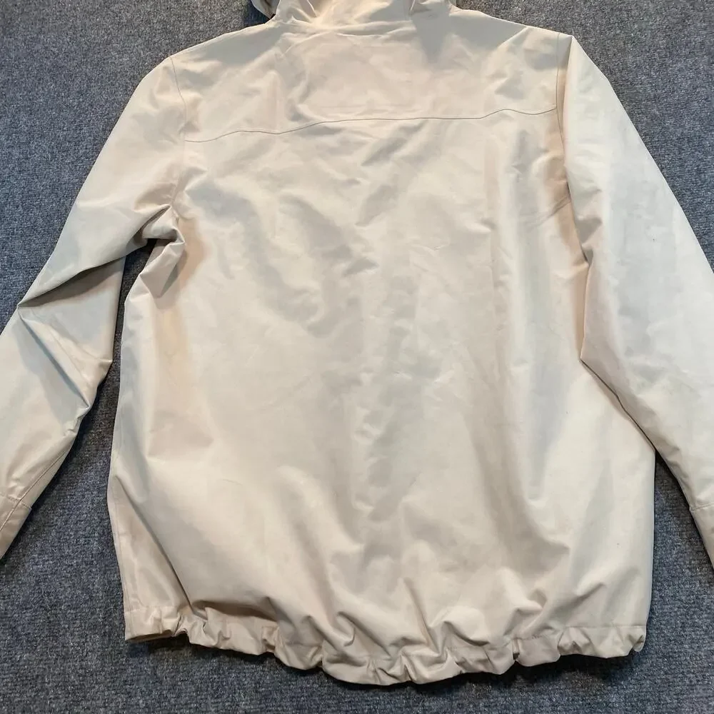 Poler Camp Vibes Hooded Rain Jacket Mens XL Cream Water Resistant Coat Zip Snap - Picture 6 of 9